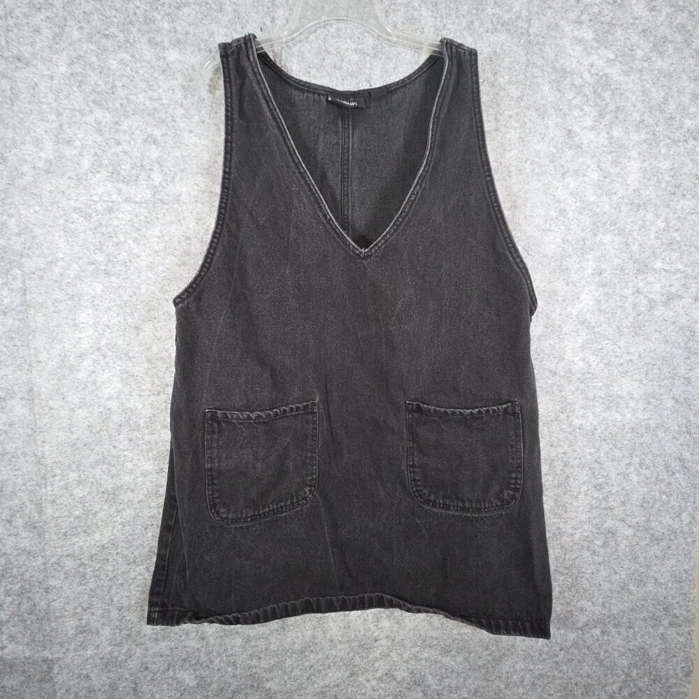 Monk Women's Denim Jumper Mini Dress Black Size M